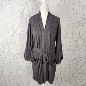 Barefoot Dreams Gray Cozychic Ultra Lite Knit Belted Robe